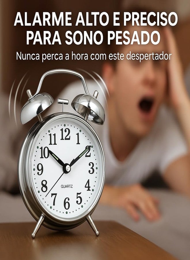 Kadio Analog Metal Analog Night Light Alarm Clock Vintage Antique Classic Desk Clock - Image 5