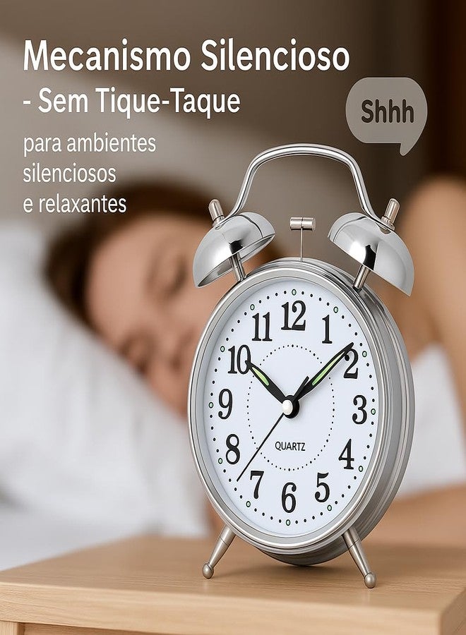 Kadio Analog Metal Analog Night Light Alarm Clock Vintage Antique Classic Desk Clock - Image 3