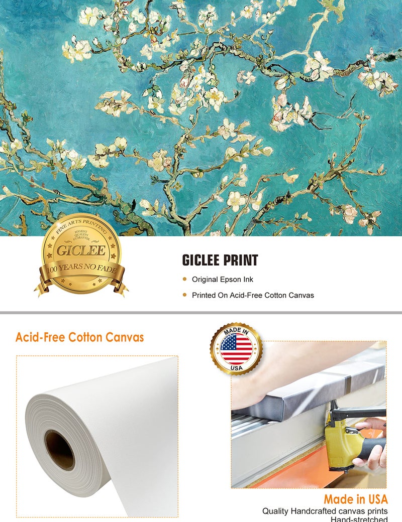 DECORARTS - Almond Blossom Tree - Vincent Van Gogh Art Reproduction. Giclee Canvas Prints Wall Art for Home Decor 30x24 - Image 5
