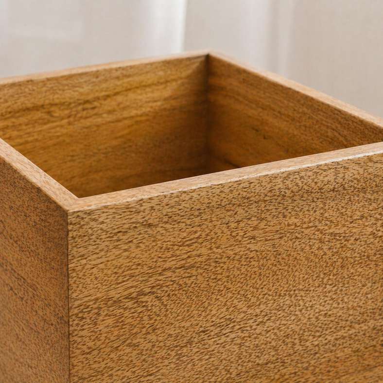 Pan Home Koa Wooden Planter With Metal Stand 30x30x58cm -Natural - 221ARX9900023 - Image 2