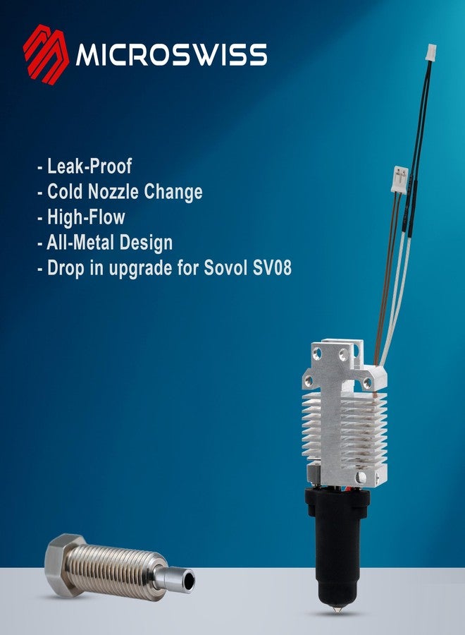 Micro-Swiss Microswiss FlowTech Hotend Upgrade for Sovol SV08 - Leakproof Nozzle - Cold Nozzle Change - High Flow - All Metal Design - Made in USA - Image 3