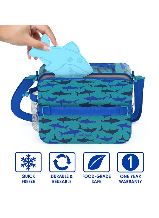 Bentgo - Pack Of 4 Buddies Reusable Ice Pack -  Shark - Image 1