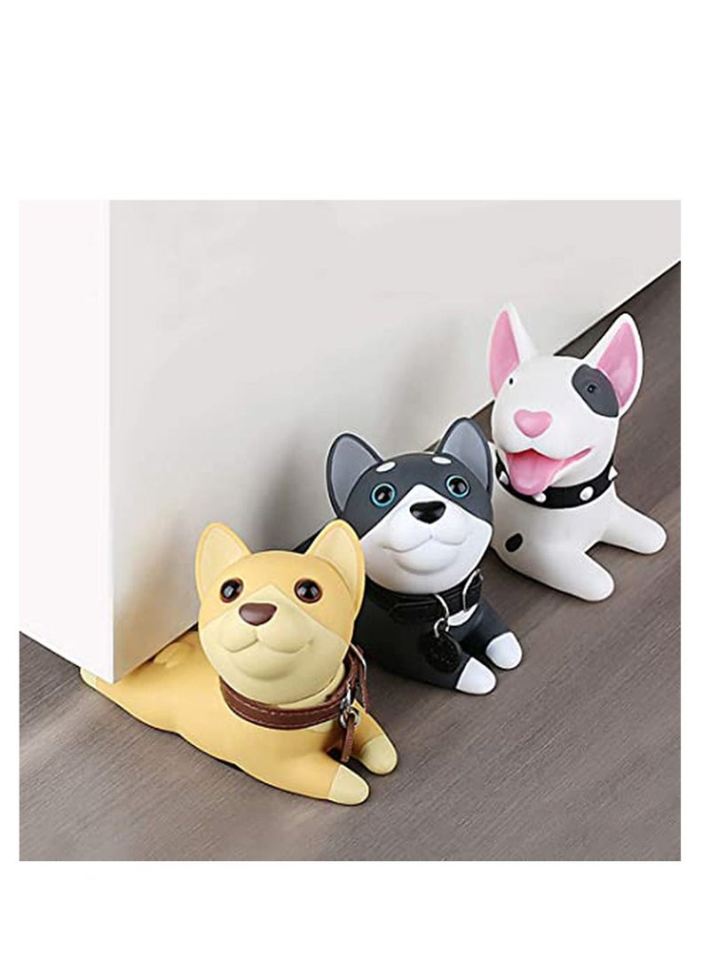 Decorative Door Stopper Cute Dog Door Stopper Door Stop Silicone Door Stops Cute Style Door Wedge for Home and Office Black and White, Prevent Accidental Locks In the Room  - Image 3