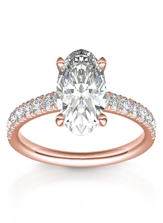 PAVOI 14K Gold Plated Engagement Rings for Women | Promise Wedding Band | 3CT Cushion Cut Round Oval Cubic Zirconia Fake Engagement Ring, 7, Rose Gold, Cubic Zirconia - Image 1