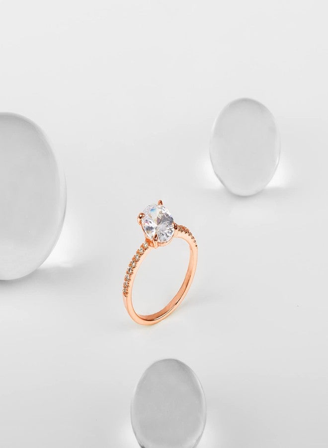 PAVOI 14K Gold Plated Engagement Rings for Women | Promise Wedding Band | 3CT Cushion Cut Round Oval Cubic Zirconia Fake Engagement Ring, 7, Rose Gold, Cubic Zirconia - Image 3