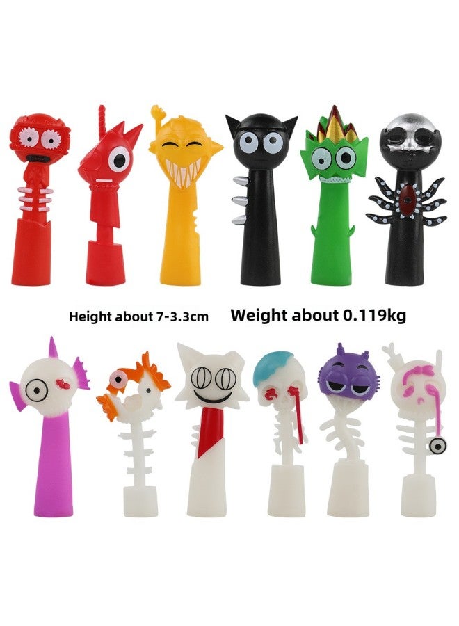 Sprunki Plush Rhythm Box Creative Ornaments Cute Pencil Cap Accessories Game Doll Hand-Color:12 Types Of Seventh-generation Rhythm Boxes  - Image 1