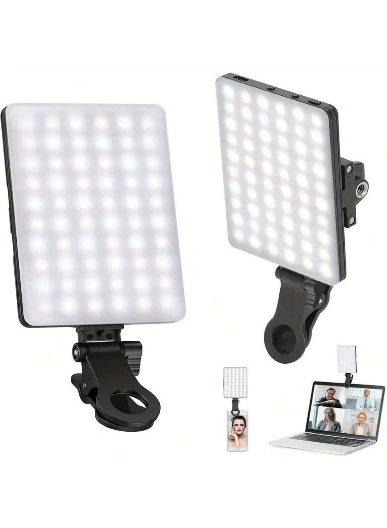 LIMOS 60 LED High Power Rechargeable Clip-On Video Light with Dual Clips – 3 Adjustable Light Modes for iPhone, Android, iPad, Laptop – Ideal for Makeup, Selfies, Vlogs, and Video Conferences - Image 1