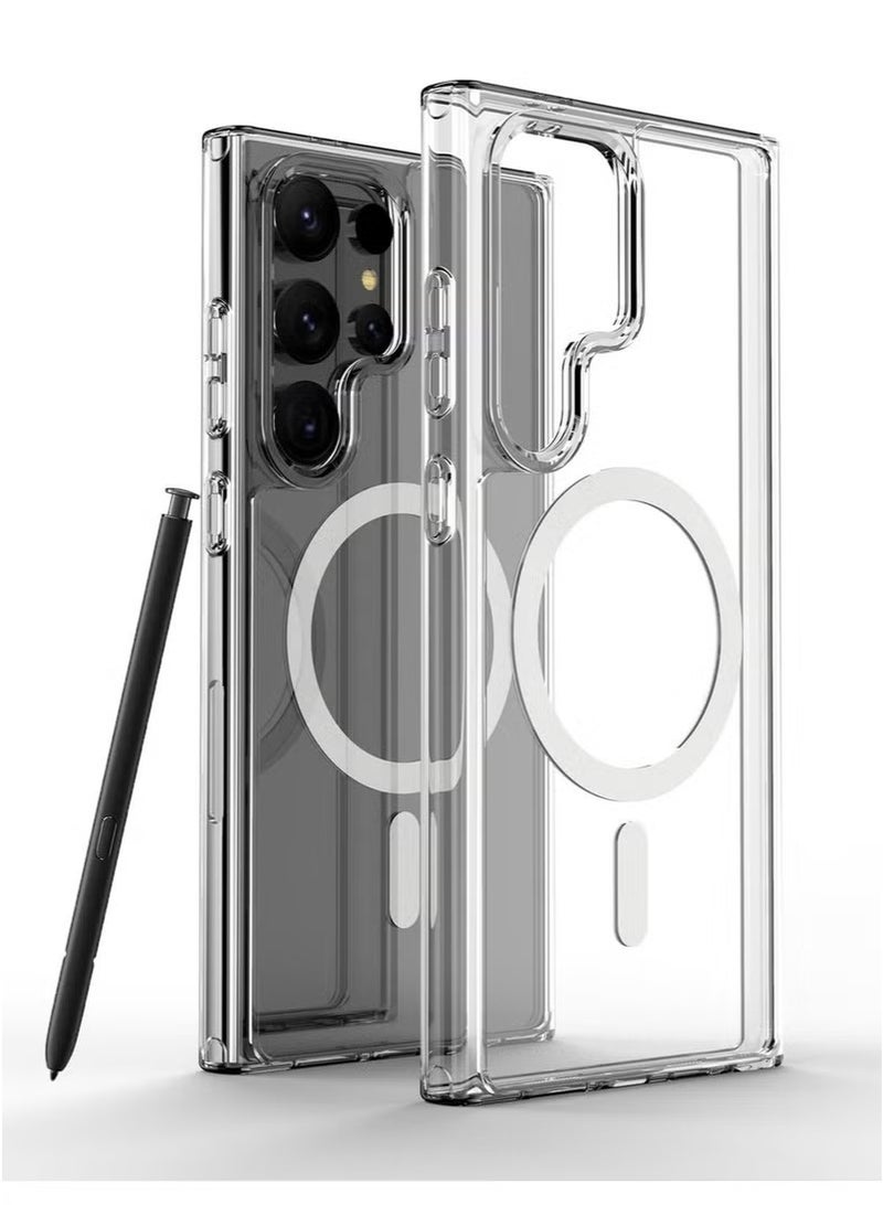 Transparent Magnetic Case for Samsung Galaxy S23 Ultra – Wireless Charging Support | Anti-Yellow | Shockproof & Scratch-Resistant | Slim Protective Cover with Strong Magnet Ring  - Image 1