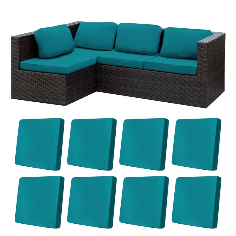 BIETYONE 8Pcs Stretch Patio Cushion Covers,Outdoor Couch Covers Replacement,Outdoor Couch & Sofa Slipcovers,for Patio Furniture Cushion Covers,Washable Reusable Furniture Protector (Peacock Blue,Cover Only) - Image 1
