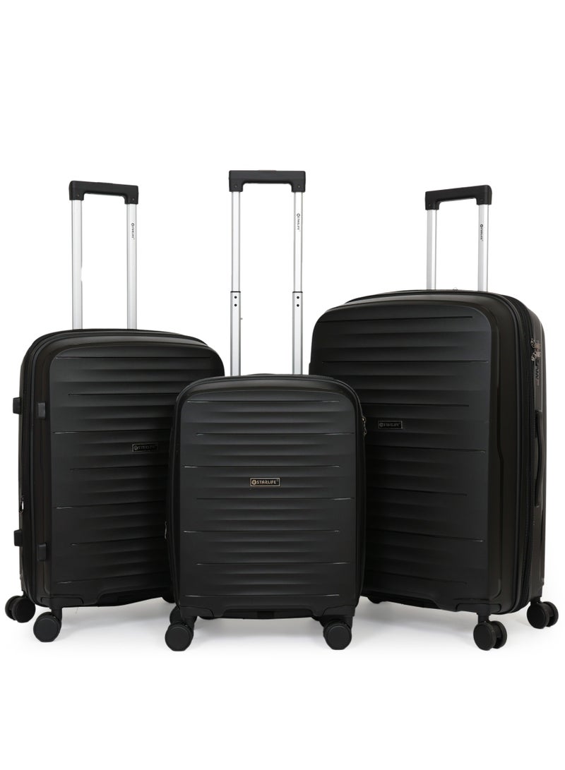 ستار لايف مجموعة الأمتعة 3 قطع PP حقيبة جانبية صلبة 360 درجة عجلات دوارة مجموعة حقائب سفر ترولي مع قفل TSA 20/24/28 بوصة - Image 1