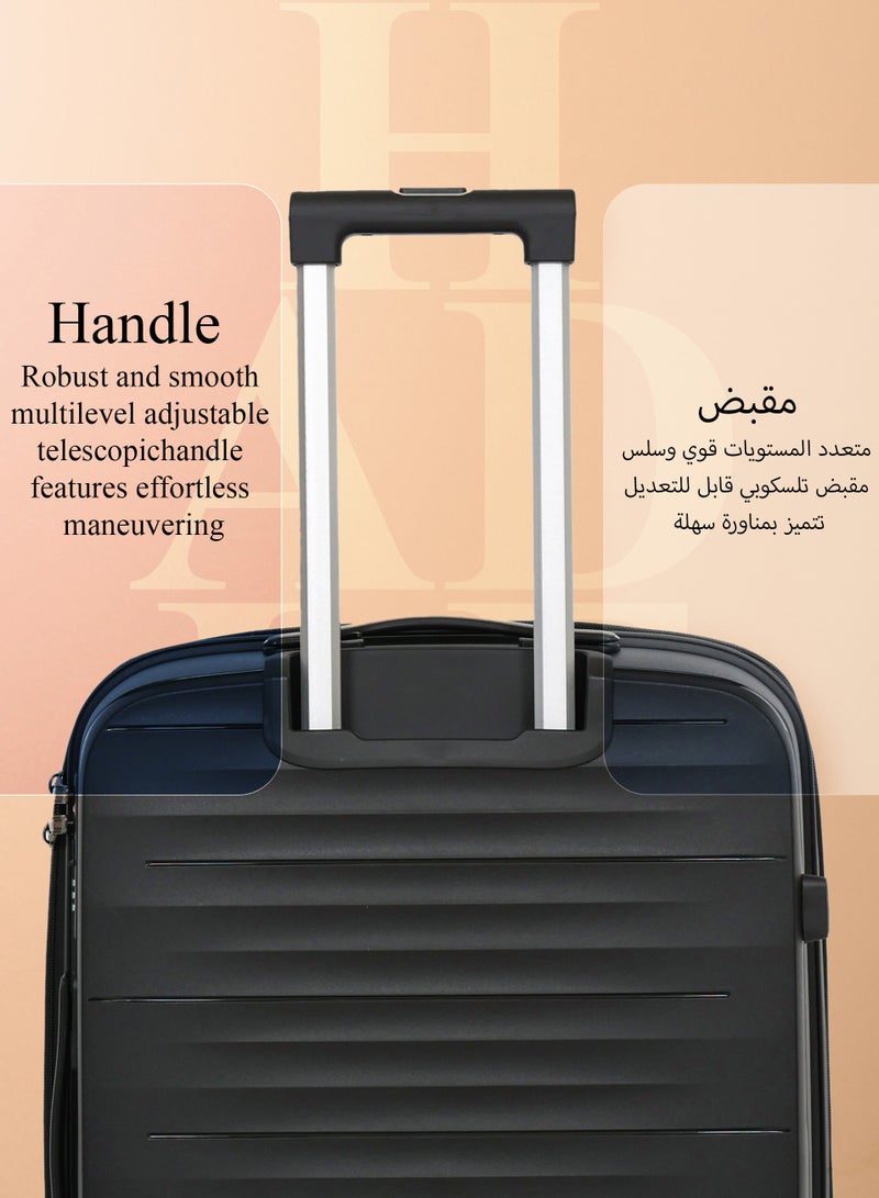 ستار لايف مجموعة الأمتعة 3 قطع PP حقيبة جانبية صلبة 360 درجة عجلات دوارة مجموعة حقائب سفر ترولي مع قفل TSA 20/24/28 بوصة - Image 2