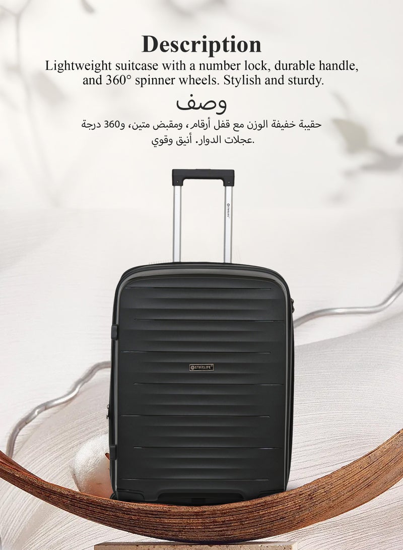 ستار لايف مجموعة الأمتعة 3 قطع PP حقيبة جانبية صلبة 360 درجة عجلات دوارة مجموعة حقائب سفر ترولي مع قفل TSA 20/24/28 بوصة - Image 5