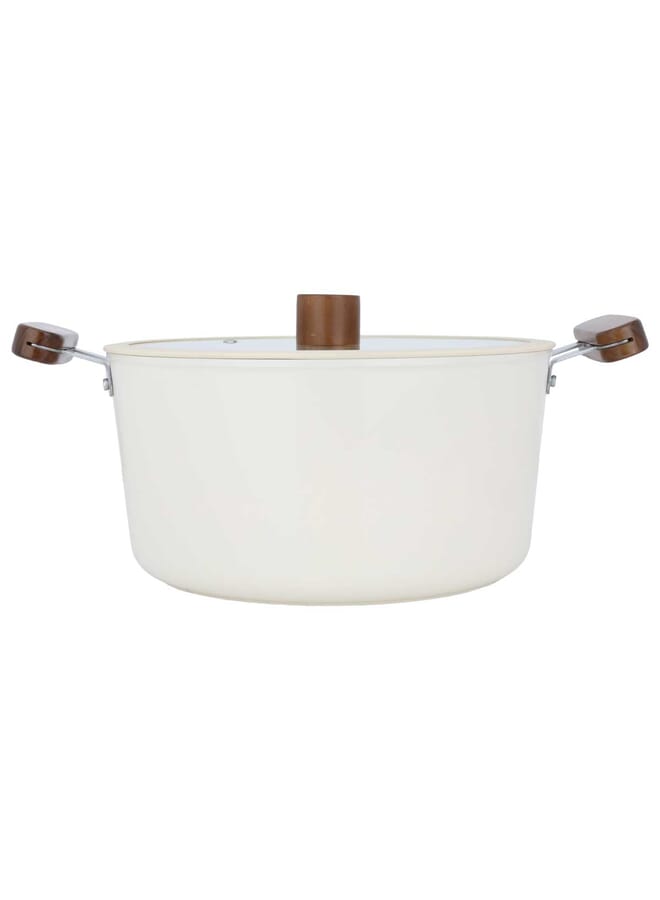 Tornado Pot Beige Wood Handle Glass Lid 26cm