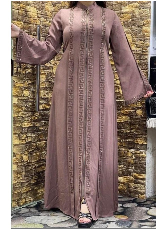 ماركة غير محددة - عباية خليجى درجة أولى + طرحة هدية لون كافيه - Image 1
