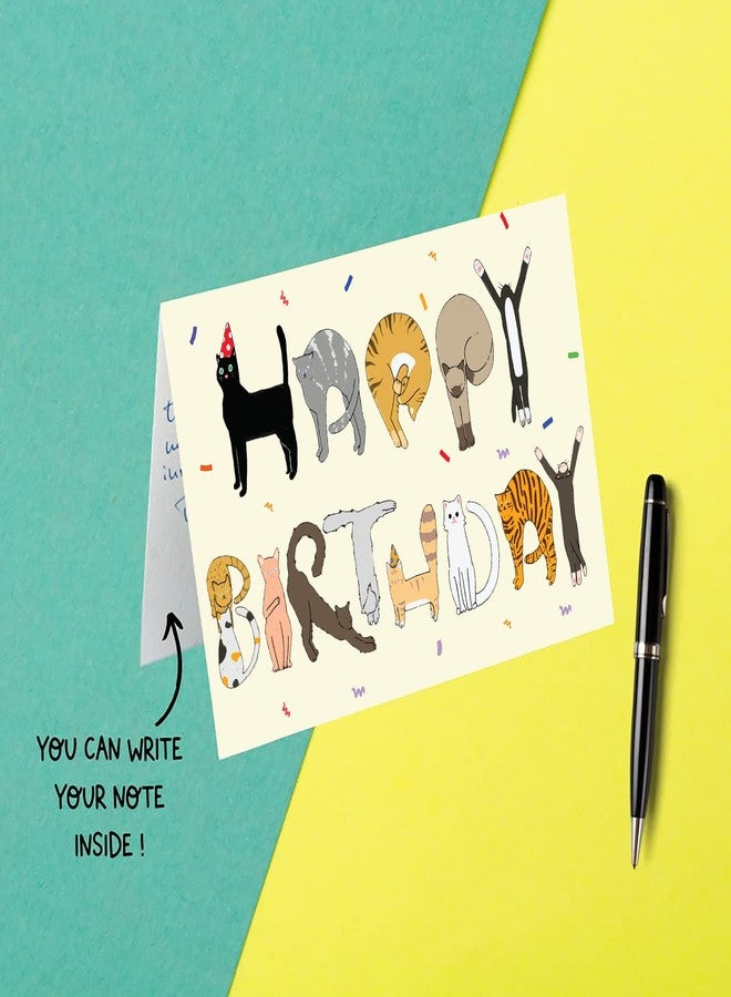 Cheerin Happy Birthday Card for Him or Her - Funny Birthday Card - Humourous Greeting Card - Cat Birthday Card for Cat Lovers Men Women - Image 3