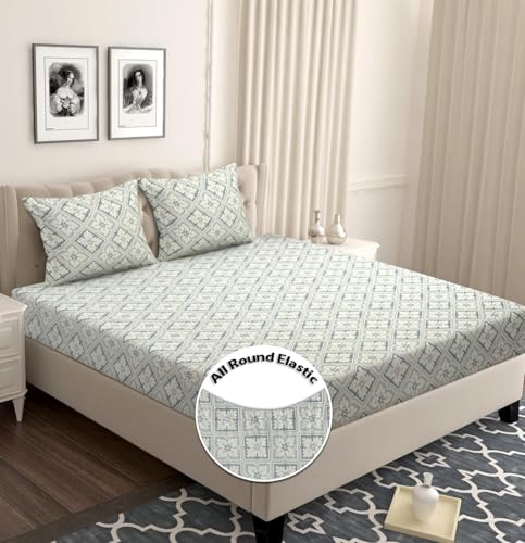 VAS COLLECTIONS Microfiber 220 GSM Glace Cotton AC Comforter (90x100 inch) Set King Size Double Bed with Fitted Bedsheet (72x78 inch) and 2 Pillow Covers | 4 Piece Bedding Set - Grey & Silver - Image 5