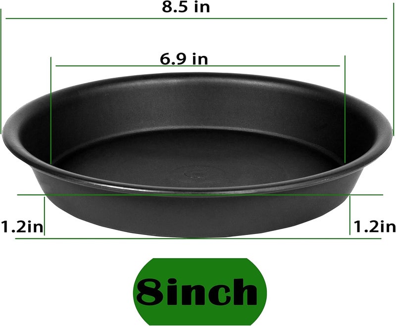 Bleuhome 2 Pack of 8 inch Plant Saucer Clear, Heavy Duty Plastic Plant Water Tray 8 inch Round, Flower Plant Saucers for Indoors No Holes, Plant Dishes Saucer for Planter 7"/8" (8", Black) - Image 2
