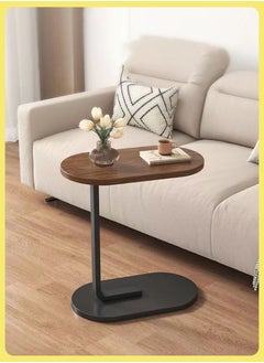 MileMelo Couch Table, C Shaped End Table, Coffee Table，Sofa Side Table Slide Under for Living Room Bedside Bathroom Rustic Office Laptop Snack Coffee Table, Metal Frame, Easy Assembly 45*30*63CM  - Image 1