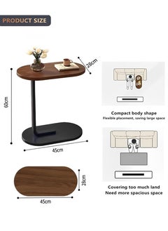 MileMelo Couch Table, C Shaped End Table, Coffee Table，Sofa Side Table Slide Under for Living Room Bedside Bathroom Rustic Office Laptop Snack Coffee Table, Metal Frame, Easy Assembly 45*30*63CM  - Image 2