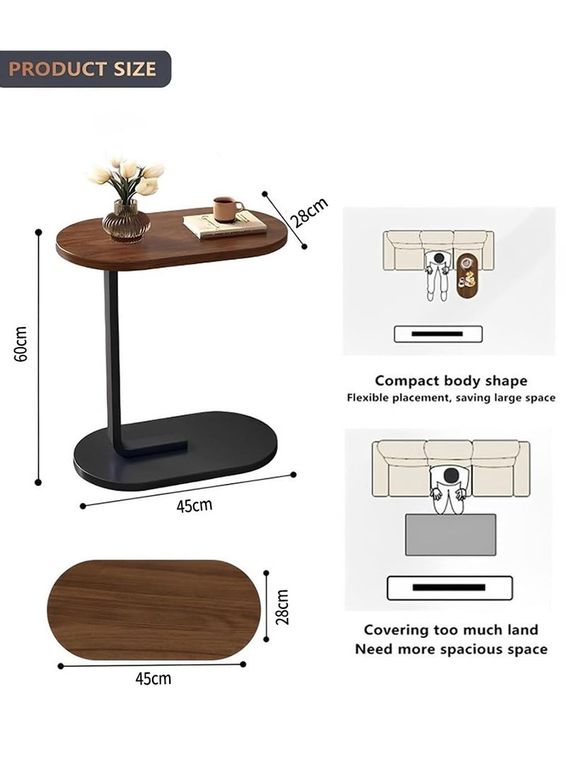 MileMelo - Couch Table, C Shaped End Table, Coffee Table，Sofa Side Table Slide Under for Living Room Bedside Bathroom Rustic Office Laptop Snack Coffee Table, Metal Frame, Easy Assembly 45*30*63CM - Image 1