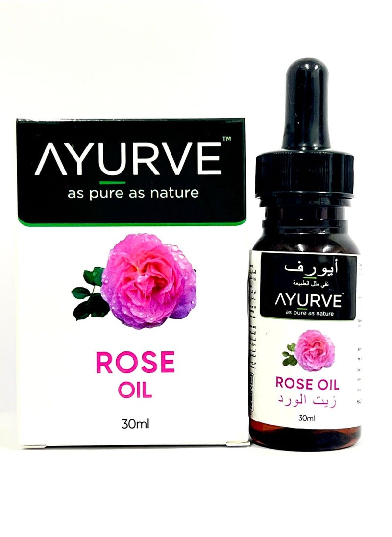 Ayurve Pure Rose Oil 30ml – 100% Natural Essential Oil for Skin, Hair & Aromatherapy  - Image 1