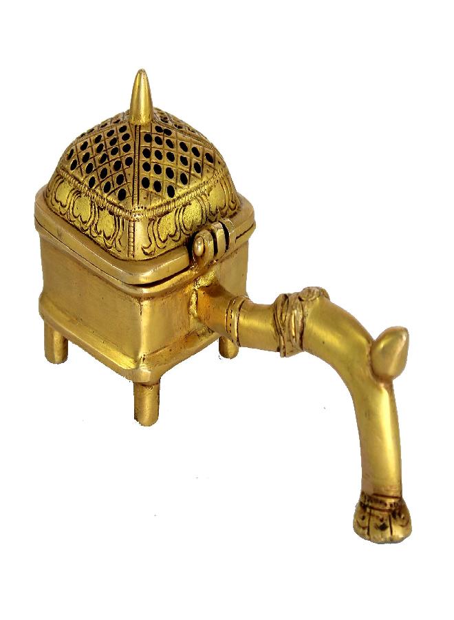 ESPLANADE Brass Incense Burner Dhoop Dani Stand With Handle- 15 Cms(Square) - Image 3