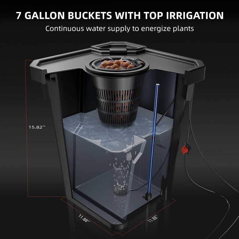 Spider Farmer DWC Hydroponics Grow System with 7-Gallon Deep Water Culture, New Triangular Cover Design, Recirculating Drip Garden System with Top Drip Kit, 8W Air Pump, 2 Buckets - Image 4