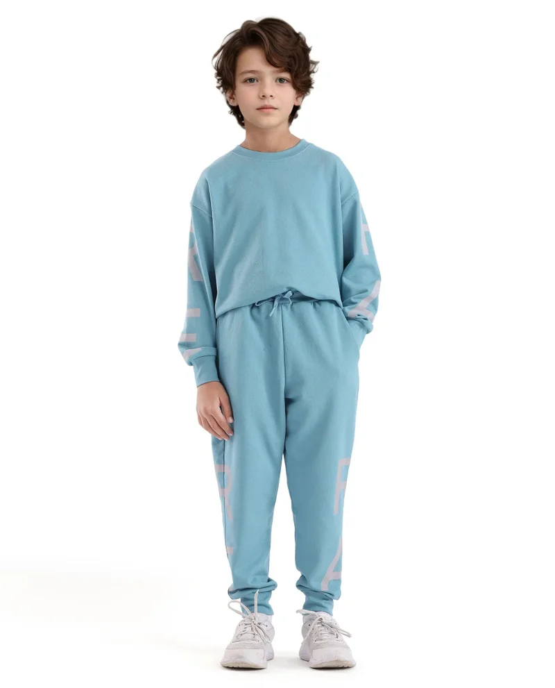 رير ونز Rare Ones Kids Joe Blue Cotton Poly Plastisol Print Trackpant