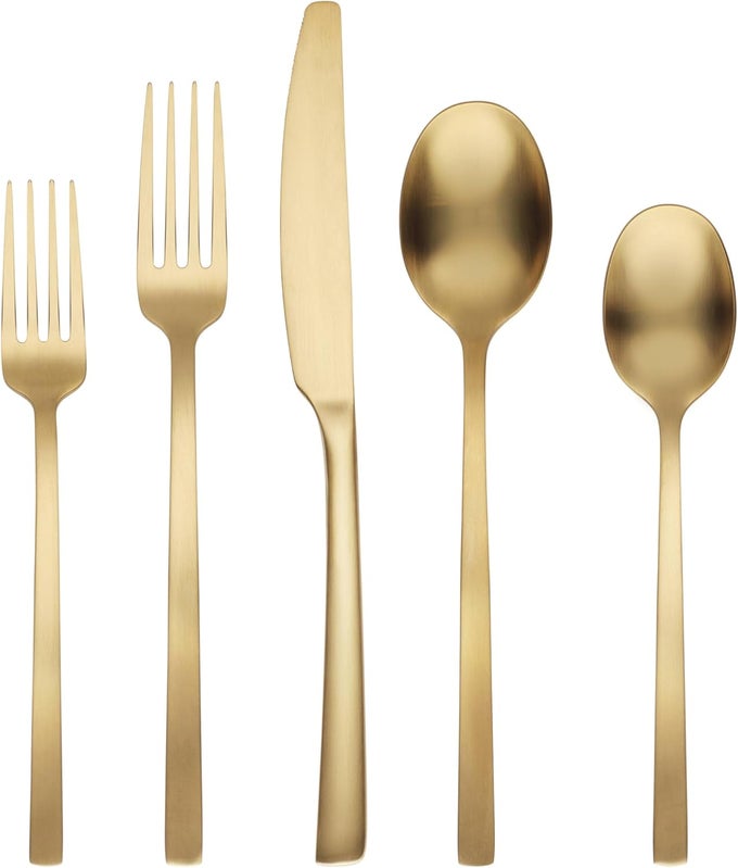 GOLD SATIN 45PIECE FLATWARE SET BEACON