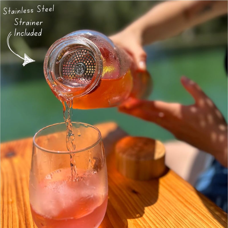 mayu Portable Container Water Bottle With Bamboo Lid - Eco Friendly & BPA Free Borosilicate Glass Infuser Bottle - Leak Free Design - For Storage, Everyday Use And Non-Toxic Hydration - 51oz 1.5L - Image 3
