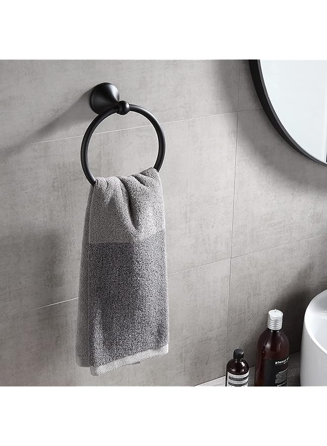 promass Matte Black Towel Ring Hand Towel Holder for Bathroom, Wall Mount Towel Ring Circle Hanger Bathroom Hardware - Image 1