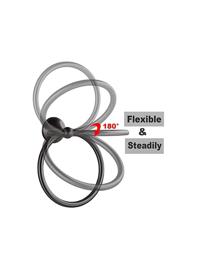 promass Matte Black Towel Ring Hand Towel Holder for Bathroom, Wall Mount Towel Ring Circle Hanger Bathroom Hardware - Image 2