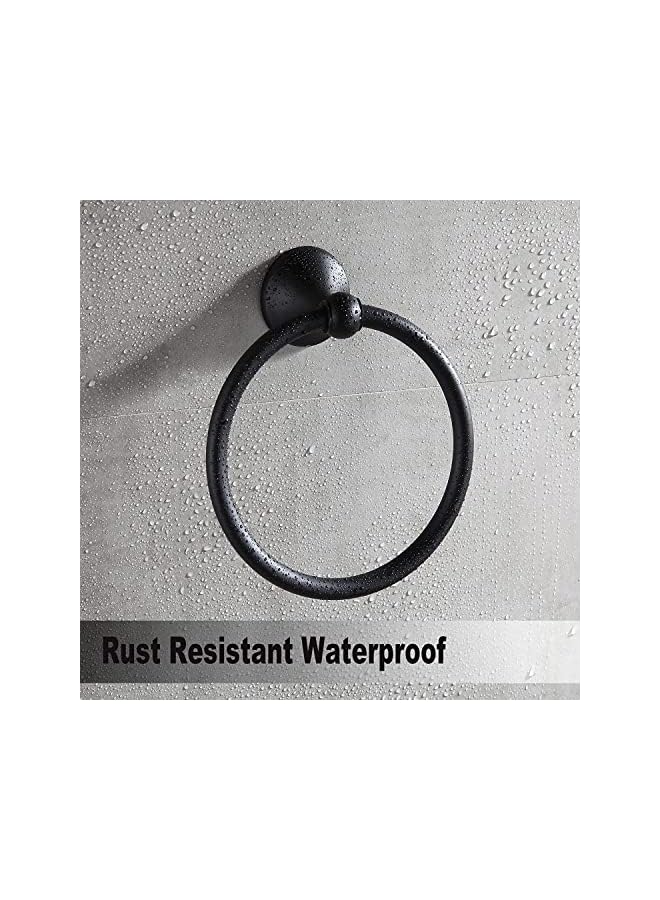 promass Matte Black Towel Ring Hand Towel Holder for Bathroom, Wall Mount Towel Ring Circle Hanger Bathroom Hardware - Image 4