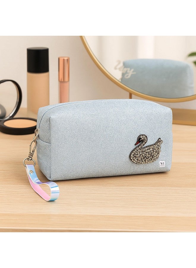 NFI essentials Makeup Pouch Cosmetic Pouch Vanity Case Jewellery Pouch Stationery Pencil Case Travel Organiser Travel Pouch Bag with Detachable Handle - Image 5