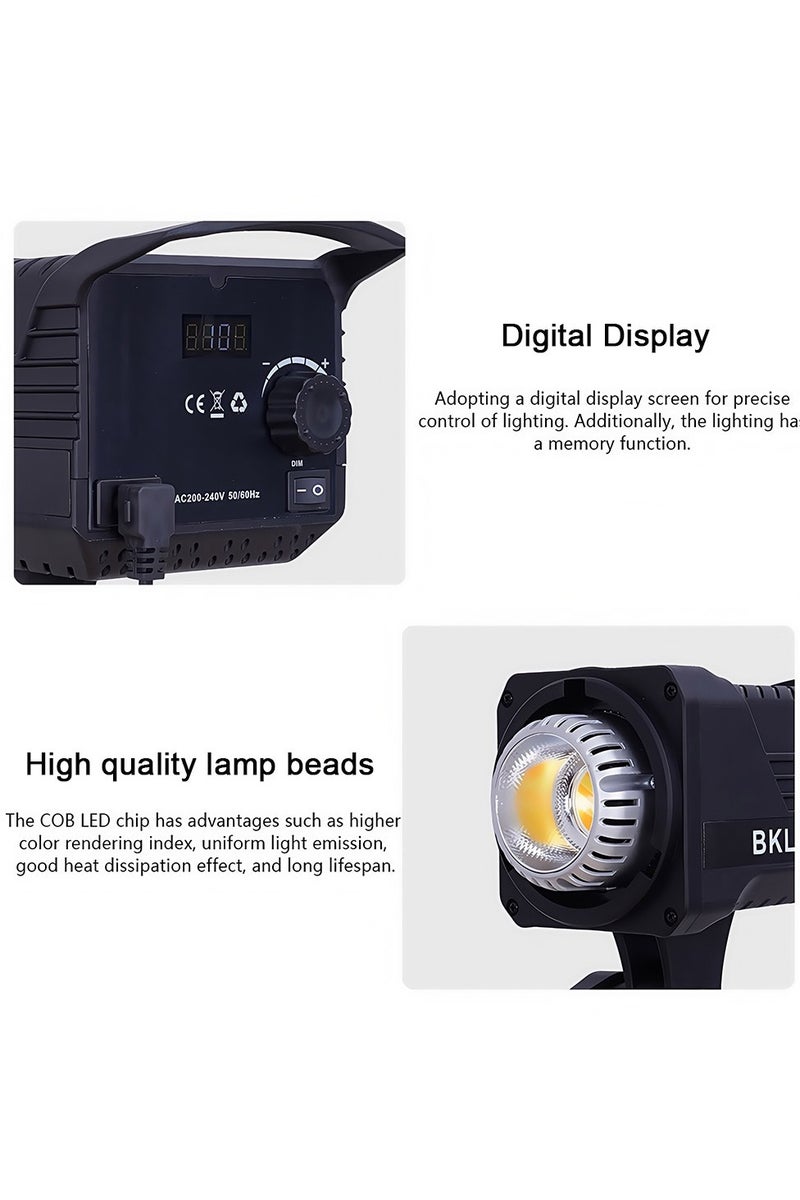 Glanfen 160W COB LED Video Light with Remote Control - Bowens Mount Continuous Output Lighting, Bi-Color Temperature 2700K-6500K CRI98+ & 8 Effects for Studio/Outdoor Photography/Video Recording - Image 4