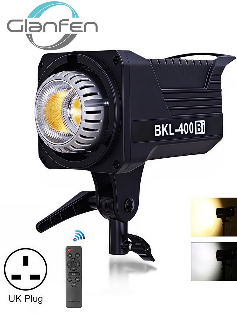 Glanfen 160W COB LED Video Light with Remote Control - Bowens Mount Continuous Output Lighting, Bi-Color Temperature 2700K-6500K CRI98+ & 8 Effects for Studio/Outdoor Photography/Video Recording - Image 1