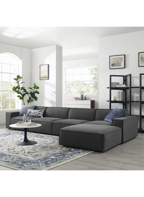 Karnak Boulevards 4 Seater L-Shape Polyester Sofa – Dark Grey
