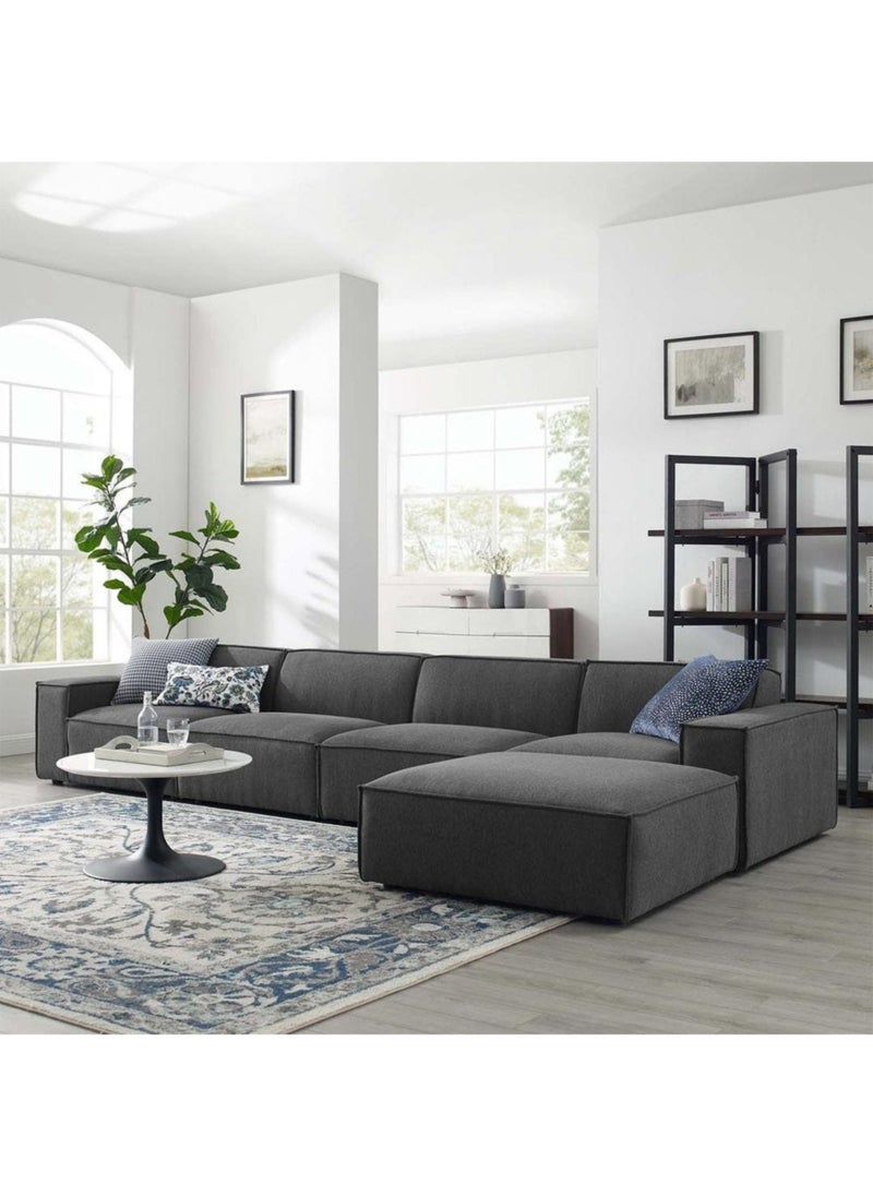 KARNAK Karnak Boulevards 4 Seater L-Shape Polyester Sofa – Dark Grey  - Image 1