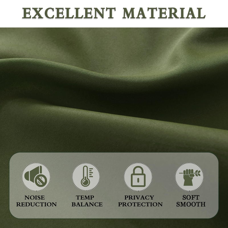 DONREN Dark Olive Green Blackout Window Curtain Panels 80 inche Long,Doorway Christmas Home Decoration Thermal Insulated Room Darkening Draperies/Drapes,2 Panels 52 by 80-inch,Loden - Image 3