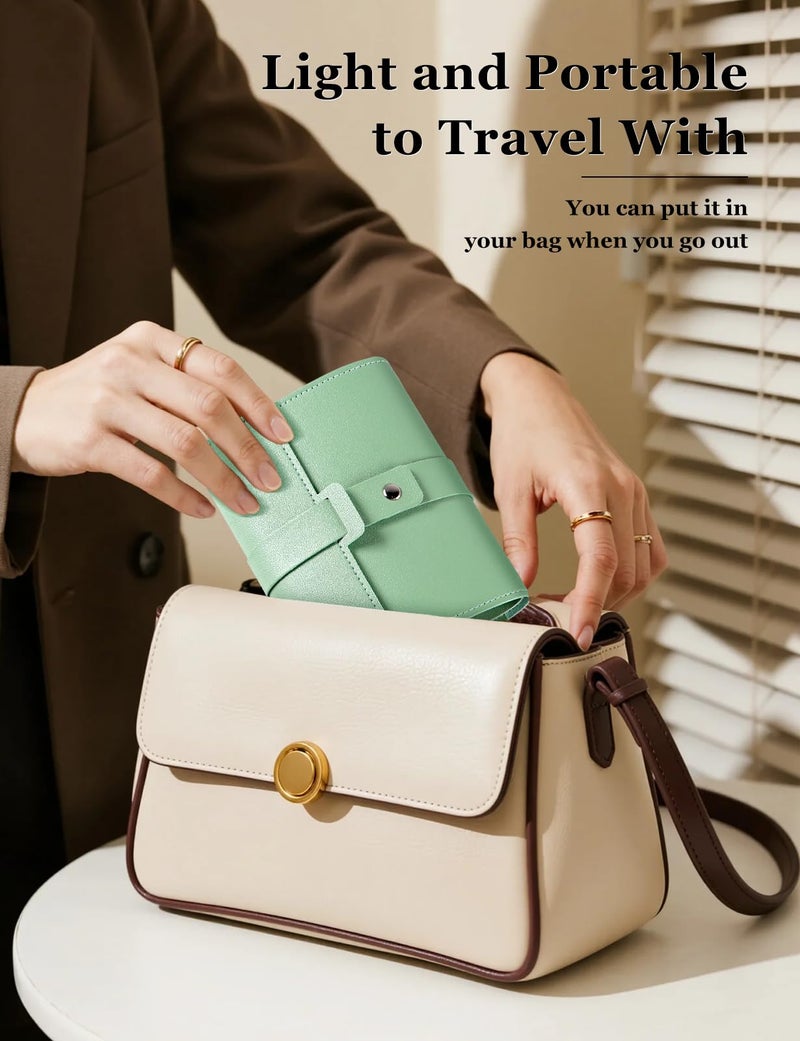 Hatori Earring Holder Organizer with Foldable Book Design Stud Book Organizer, Portable Pu Leather Travel Earring Case, Travel Jewelry Organizer Case for Mother Women Girls Gift, Green - Image 5