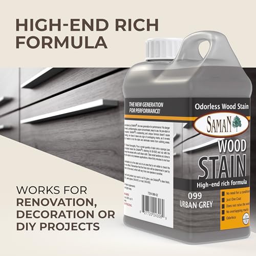SamaN Interior Water Based Wood Stain - Natural Stain for Furniture, Moldings, Wood Paneling, Cabinets (Urban Grey TEW-099-32, 32 oz) - Image 2