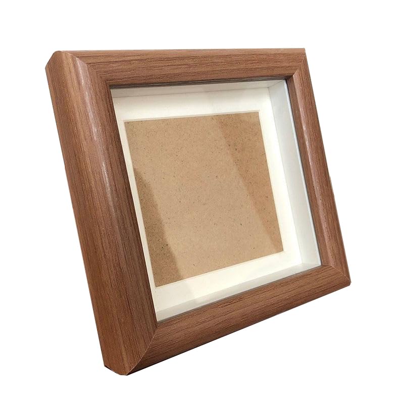 Shadow Box Display Frame 4 x 4 inches Solid Wood for Memorabilia Photos Medals Walnut