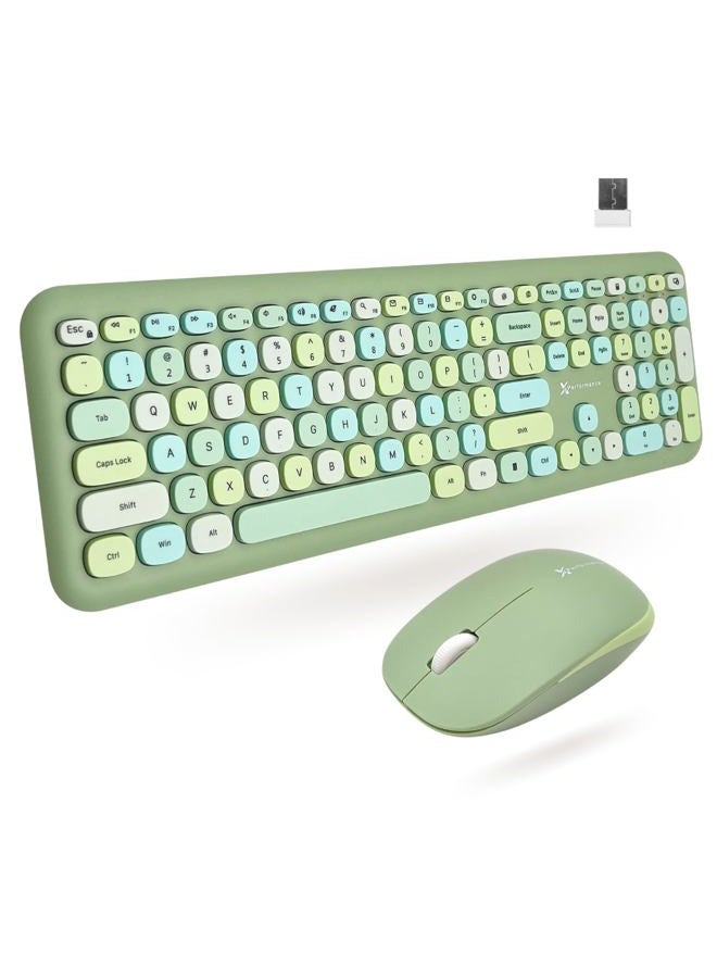 X9 Performance Colorful Keyboard and Mouse Combo - 2.4G Wireless Connectivity - Transform Your Space with a Cute Wireless Keyboard and Mouse Retro Set - Green Keyboard and Mouse - Aesthetic Keyboard - Image 1