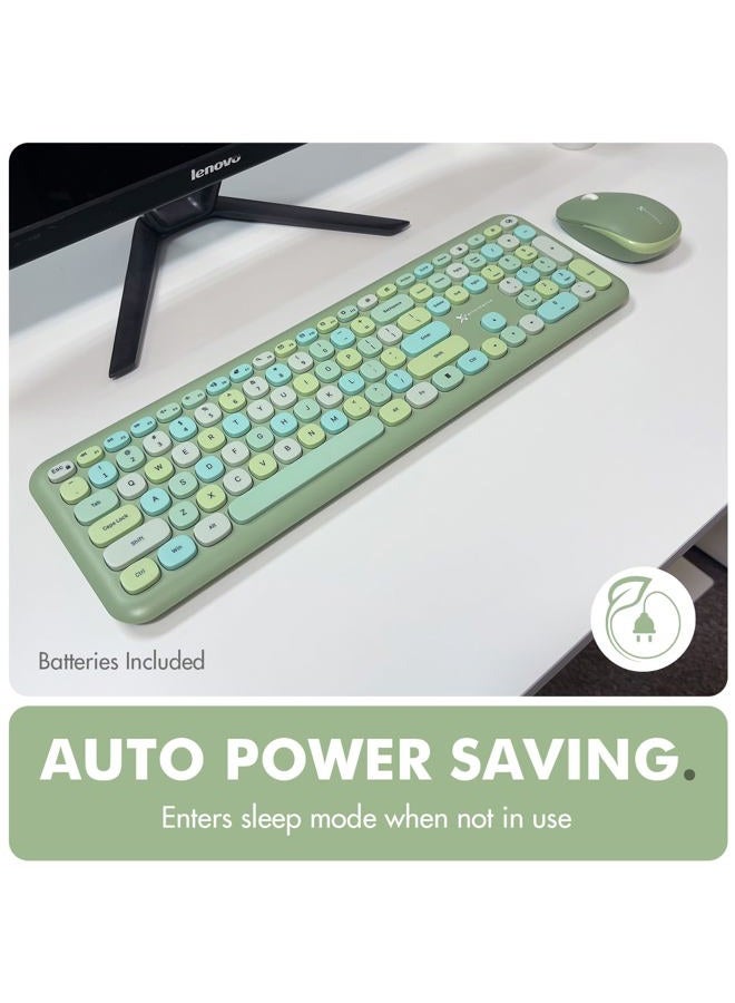 X9 Performance Colorful Keyboard and Mouse Combo - 2.4G Wireless Connectivity - Transform Your Space with a Cute Wireless Keyboard and Mouse Retro Set - Green Keyboard and Mouse - Aesthetic Keyboard - Image 5