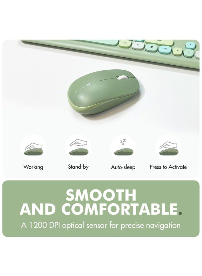 X9 Performance Colorful Keyboard and Mouse Combo - 2.4G Wireless Connectivity - Transform Your Space with a Cute Wireless Keyboard and Mouse Retro Set - Green Keyboard and Mouse - Aesthetic Keyboard - Image 4