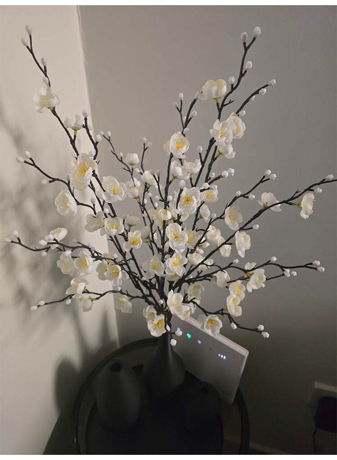 8Pcs Artificial Plum Blossom Flowers, Faux White Cherry Blossom Stems for Home Wedding Hotel Office Garden Decoration, 55cm Long - Image 4