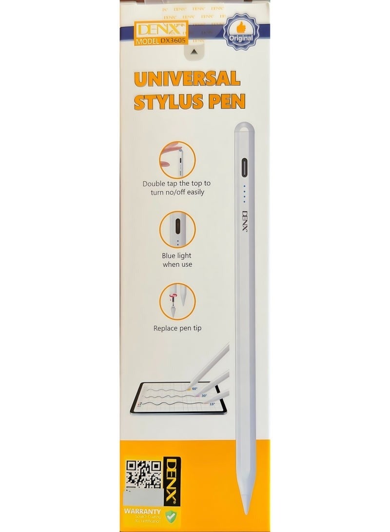Denx Universal Stylus Pen for Tablets and Smartphones, Supports Windows, iPhone and Android, White DX3605 - Image 2