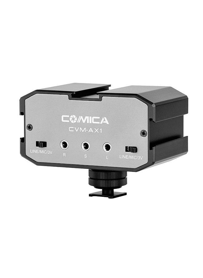 COMICA CoMica CVM-AX1 Audio Mixer Adapter Universal Dual Channel 3.5mm Port Mixer Support Real-time Monitoring Mono/Stereo Output Switch for DSLR Camera Camcorder for 3.5mm Positive & Passive Microphone  - Image 1