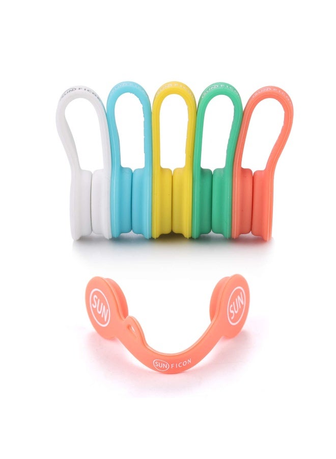 SUNFICON Cable Organizers Clips Magnetic Earbuds Cords Winder Bookmark Clips Whiteboard Noticeboard Fridge Magnets USB Cable Manager Ties Straps for Home,Office,School 5 Pack Assorted Light Colors - Image 1