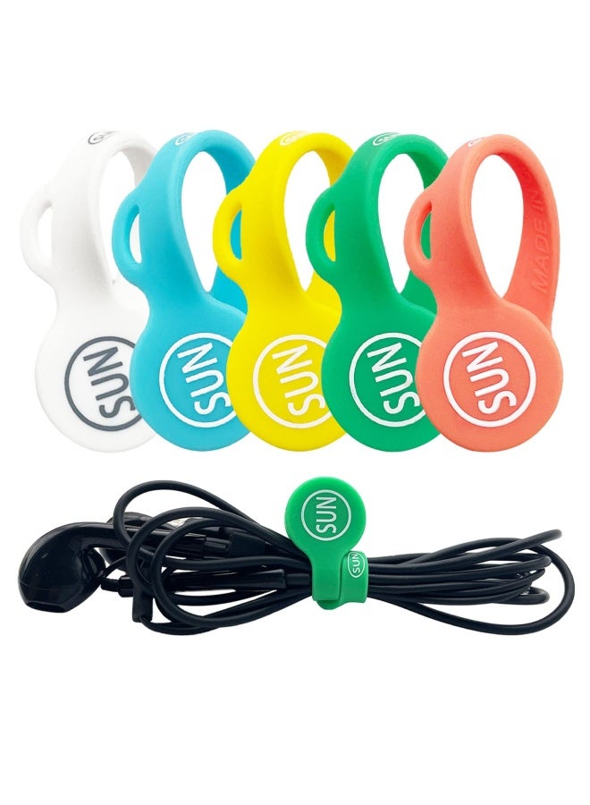 SUNFICON Cable Organizers Clips Magnetic Earbuds Cords Winder Bookmark Clips Whiteboard Noticeboard Fridge Magnets USB Cable Manager Ties Straps for Home,Office,School 5 Pack Assorted Light Colors - Image 2